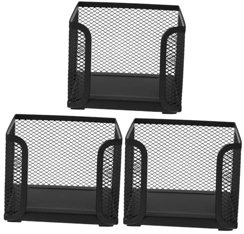 HOODANCOS 3stücke Notizblock Eleganter Memo Organizer Für Schreibtisch Praktische Aufbewahrungslösung Für Notizen Und Bürobedarf Schwarz Metallgitter-design
