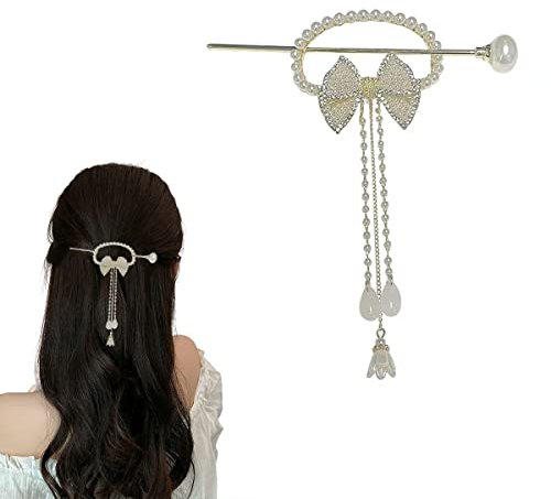 palillo del pelo, Palillos for el cabello, horquilla con borlas vintage, horquilla en forma de U, horquillas for fijar moños, accesorios for el cabello con flores for mujeres y niñas(Style 18)