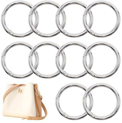 GOIYZTTR 10 Stück 45mm Runde Karabiner Karabinerhaken Zink Legierung Rund Groß Karabiner Ring Großer Schlüsselring Silber für Schlüsselanhänger DIY Handwerk Machen