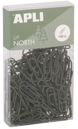 APLI 19977 Büroklammern aus Metall, 28 mm, Packung mit 140 Stück, Khaki, elegantes Design, Schreibtischzubehör Upnorth