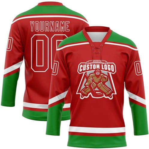 Personalised Ice Hockey Jersey Customisable with Your Name/Number/Logo Long Sleeve Hockey Jersey Clothing for Ice Hockey Fans Men Women Youth A07