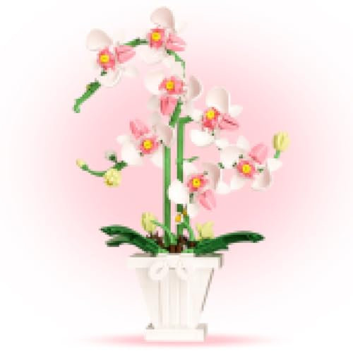 Kit de Construction Bouquet de Fleurs 718 Pcs,Orchidée Construction de Bouquet,Bouquet de Botanical Artificielles,Bouquet de Plantes Décorations,Cadeau pour Mères,Noël,Saint-Valentin,Anniversaire
