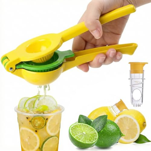 2 Pcs Zitronenpresse Handpresse, Handsaftpresse, Zitruspresse Manuell, Zitronen- und Limettenpresse, Lemon Squeezer für Küche, Bar, Restaurant, Spülmaschinenfest(gelb/grün)