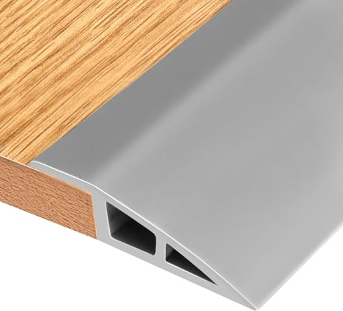 QWORK® 1M x 5CM Perfil de Transición para Suelo, para desniveles de 5 a 10 mm - Perfil PVC Autoadhesivo, Resistente a Arañazos y Suciedad