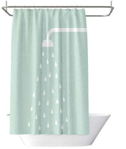 YongXinMY Divertida cortina de ducha – Cortina de baño impermeable de estilo nórdico moderno, tela de poliéster lavable minimalista con 12 ganchos para divisor de bañera de baño (verde, 80 x 180 cm)