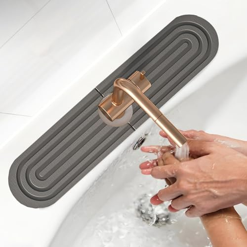 Faucet Mat for Kitchen Sink - Prevents Moisture Buildup Sink, Super Absorbent Diatomite Fast Drying Stone, Quick Drying Splash Guard,Durable Protector for Kitchen,Bathroom Counter