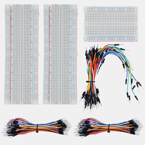 GTIWUNG 400 & 830 Slips Points Mini Breadboard Kit, Lödfri prototyp kretskort för Arduino Proto Shield + 195 st plug-in bygelkablar kabel
