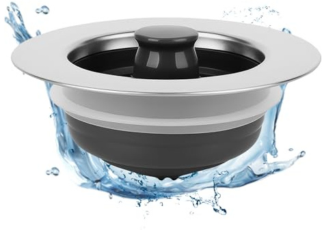 Bonde évier Cuisine 3 en 1 en Acier Inoxydable, Bouchon évier avec Filtre Anti-Colmatage et Passoire évier Cuisine, Panier Amovible Universel pour Trous 72–86 mm, Facile à Installer et à Nettoyer