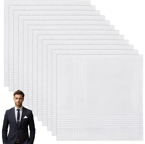 Rbleote Lot de 12 mouchoirs en tissu pour homme, coton de qualité supérieure, doux et confortable, facile à nettoyer, universel pour hommes et femmes, convient à de nombreuses occasions