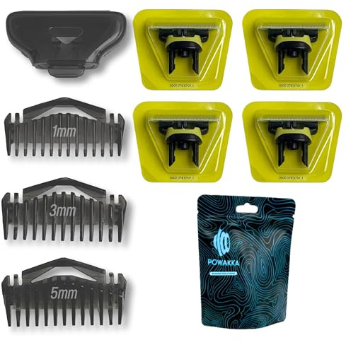 Set con 4 Lame + 3 Pettini Guida + 1 Custodia Compatibile con OBlade – Kit di Ricambio per Rasoio da Barba e Corpo – Rasatura Precisa, Morbida e Senza Irritazioni