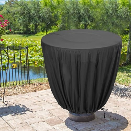 Yuanpgky Wasserdichte Gartenbrunnenabdeckung für Vogeltränke und Skulpturen im Freien, 210D Oxford-Tuch mit Kordelzug, Schwarz, 89 x 61 cm