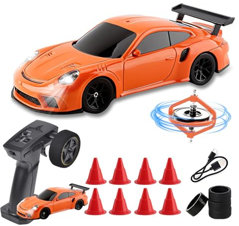 Vefacion Mini RC Drift Car mit Gyro 1/43 Scale 2,4GHz 15KM/H hohe Geschwindigkeit Sport Rennauto 4WD Tabletop Ferngesteuert Auto für Jungen Mädchen und Erwachsene Geschenk
