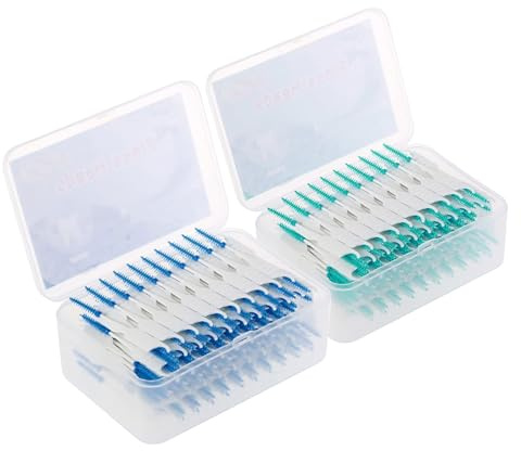 Walmeck 200 ST Interdentalborstar med Mjuk Silikon för Effektiv Munvård, Enkel Hantering och i Blått och Grönt (400PCS)