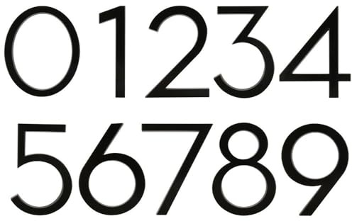 FDOSIJFOS Numero civico, 1 pz. 125 mm Numero civico Galleggiante 5 Pollici Nero Dorato in Lega di Zinco e Stella Targa for indirizzo Cassetta Postale Porta Esterna #0-9(Black,5)