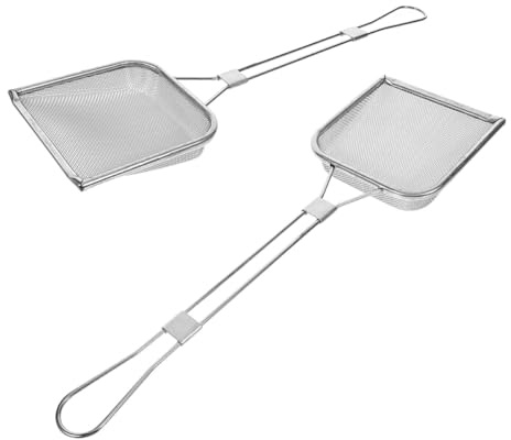 COLLBATH 2 Piezas Espumadera Cuadrada para Freidora Acero Inoxidable Malla Fina para Freír Pollo Papas Fritas Utensilio Cocina Profesional y Doméstico Eficaz Filtrado Aceite