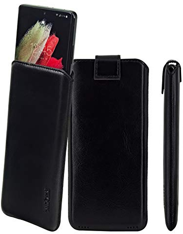 Suncase ECHT Ledertasche Leder Etui *Slim-Edition* kompatibel mit Samsung Galaxy A57 5G Hülle (mit Rückzugsfunktion und Magnetverschluss) in schwarz