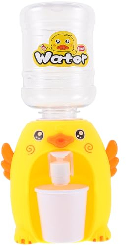 Mikikit Juguete Dispensador de Agua, Mini Fuente de Agua de Dibujos Animados, Plástico Seguro Amarillo, Juguete de Simulación para Cocina y Juego de rol, Adecuado para Desarrollo