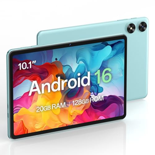 SVITOO Android 16 Tablet 10 Inch with Gemini AI, Octa-Core T7250, 20GB RAM 128GB ROM, 1280 x 800 IPS Screen, Dual-Band WiFi, Bluetooth 5.0, 6600mAh, Type-C, GPS, 1 Year Warranty (Blue)