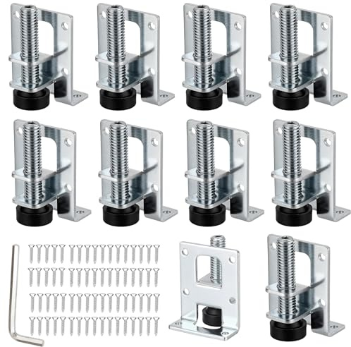 UOSIWYA Set of 10 Adjustable Furniture Feet 55/102 mm, Heavy Duty Levelling Adjustable Feet for Furniture with Hex Key and 60 Screws Table Leg for Cabinet Tables Workbench Shelves