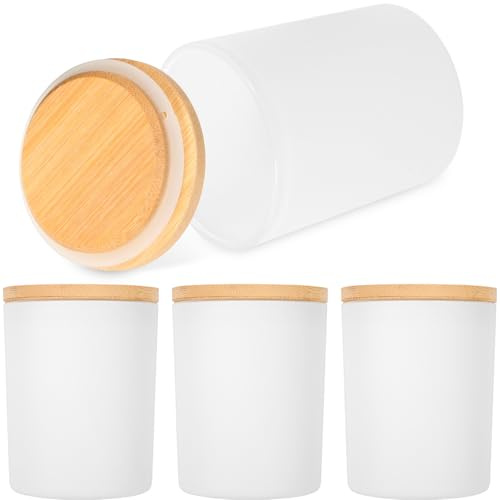 HEANUJJ Sets de Pots à Bougies en Verre Blanc, Récipients Vides Élégants Lot de 4 Design Délicat et Fonction Multi-Usage pour Bougies Parfumées pour Décoration et Rangement