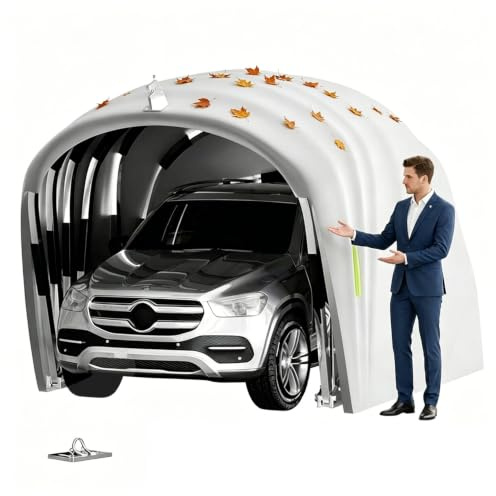Cochera para Coche Exterior Semiautomático, Garaje Exterior para Coche, Toldo Coche Plegable Retráctil Móvil Tela Oxford 600d Acero Inoxidable Impermeable SUV Motos Bicicletas Herramientas (5,5M)