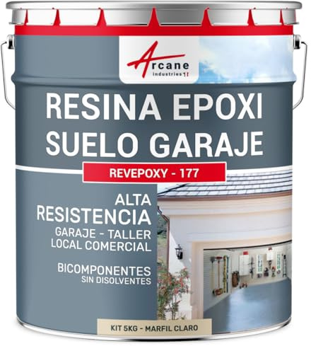 ARCANE INDUSTRIES Peinture Sol Garage epoxy - Resine avec durcisseur : REVEPOXY Garage - 5 kg (jusqu'à 16 m² en 2 Couches) Ivoire Clair - RAL 1015