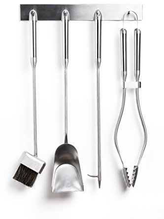 première classe Lot d'accessoires de cheminée (4 pièces) et à fixation murale Cintre, EN ACIER INOXYDABLE