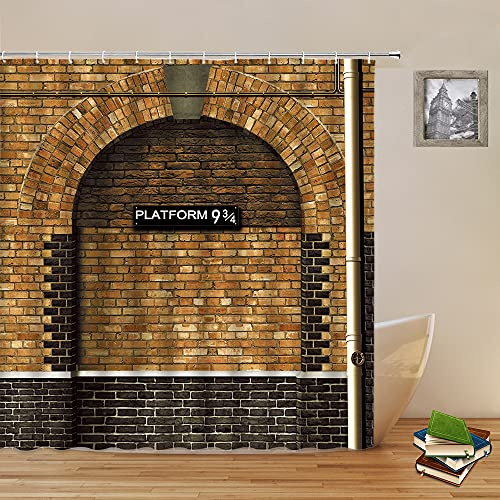 Lileihao Duschvorhänge, Landschafts-Serie, Badezimmer-Dekoration, Zubehör, 180 x 178 cm, perfekter Polyester-Vorhang Braun Schwarz