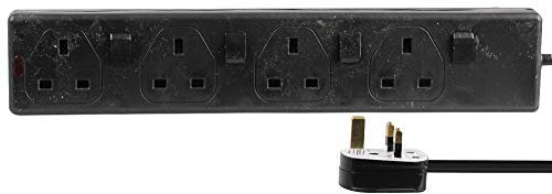 PRO ELEC PEL00037 4 Gang Individually Switched Extension Lead 2m, Black