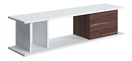 Amazon-Marke: Movian TV-Ständer Luur, Lowboard-Schrank, Mittel, 140 x 35 x 34 cm, Weiß-Walnuss
