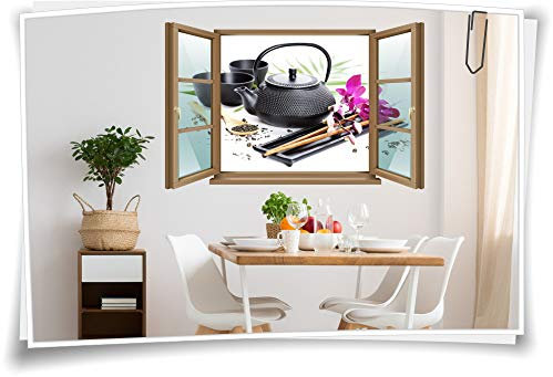 Medianlux Wand-Tattoo Wand-Bild Fenster SPA Wellness Kräuter Tasse Kanne Orchidee Deko Wohnzimmer Küche Aufkleber Folie Digitaldruck, 120x78cm wb22wb94-108994