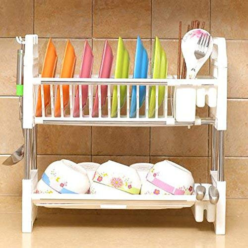 WXJLYZRCXK Portaoetti da Cucina Scolapiatti in Plastica Scodella a 3 Livelli Portaoetti Scaffale Scaffali da Cucina Scolapiatti Stendibiancheria Plastica con Vassoio per Lavello da Cucina Rimovibile