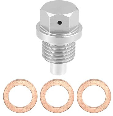 X AUTOHAUX Ölablassschraube mit Dichtring Magnetische Ölablassschraube M14 x 1,5 Magnetische Dichtunge Ölwanne Silber