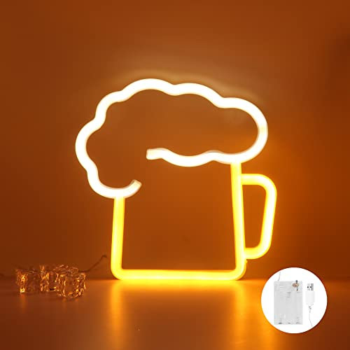 LUFEIS Insegna Luminosa LED Bar, Luce Al Neon, Bianco Caldo, Alimentata Tramite USB o Batterie, Accessori per Partito Sbarra Club Matrimonio Compleanno