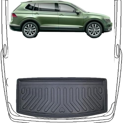 Trimak 3D Kofferraumwanne für VW Tiguan *7‑Sitzer* 2.Gen Allspace ab 2017 | **Sitzordnung für 7 Personen**, Kofferraummatte aus TPE Gummi, Passgenau, Wasserdicht, Hoher Rand, Rutschfest