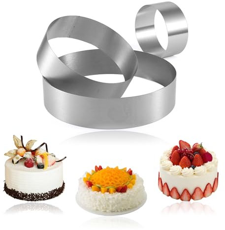 Circolare Coppa Pasta Per Torte Anello Per Torta In Acciaio Inossidabile Set Di Anelli Per Torta Rotondi Adatto Per Pasticceria, Dessert, Torte Mousse, Ciambella Alta 4,5 Cm ø10/15/20 Cm (3pz)