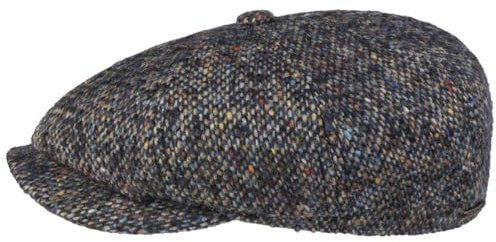 Stetson Hatteras Colour Dots Flatcap Schirmmütze Klassische Ballonmütze Mehrfarbig melierte Wollcap Made in EU Herren Herbst/Winter dunkelblau 61 cm