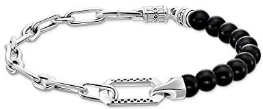 THOMAS SABO Armband Onyx Beads 925 Sterlingsilber, Geschwärzt