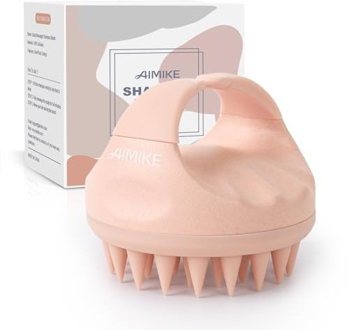 AIMIKE Brosse Massage Cuir Chevelu, Brosse Shampoing Cheveux en Silicone pour Enlever les Pellicules, Scalp Massager pour la Croissance des Cheveux, Humide et Sec Brosse Cuir Chevelu, Rose