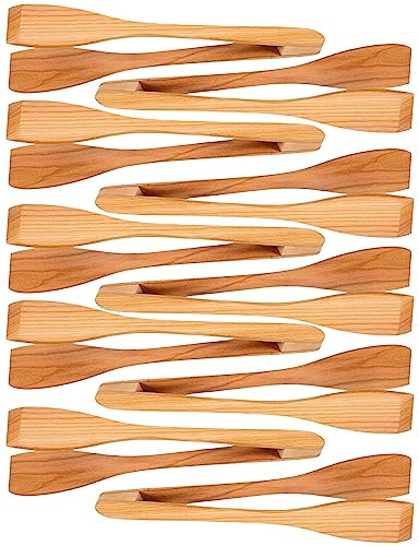 teemando® 10 X elegante Salatzange und Servierzange aus Kirschholz, 30 cm, Salat und Antipasti sicher greifen mit der stabilen Holz-Zange