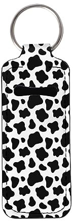 Panskyllis Cow Lipstick Sleeve Keyring Lip Balm Portable Pocket Clip-on Chapstick Pouch Stocking Stuffers Gift for Women Girls Travel Accessories