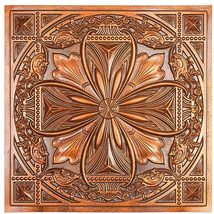 Pressed Tin Ceiling Tiles, Easy to Install PVC Panels, (10-Pack,40 sq.ft) Wall Decor for Bar Cafe Club PL10 10Piece (Archaic Copper)