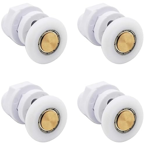 Gearmax 4 Piezas Rodamientos Mampara Ducha, Ruedas para Puerta de Ducha, Rodillos de Recambio para Puertas, 23 mm de Diámetro, para Puertas de Cristal con un Grosor de 4-6 mm