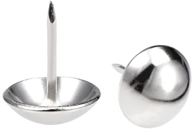 DOWNER Polsternägel, Daumen-Reißzwecken, dekorative Reißzwecken for Möbel, 80 Stück, Polsternägel, 16 mm Kopfdurchmesser, runde Daumen-Reißzwecken aus Edelstahl