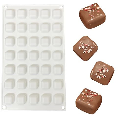 duoyif Schokoladenform Quadratische Silikonform BPA-frei 35Löcher Cube Silikonform Quadratische Pralinenform Würfel Schokolade Backform Würfelform Für Schokolade Süßigkeiten Kuchen Deco (B)