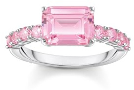 THOMAS SABO Solitärring mit pinkfarbenen Steinen Silber 925 Sterlingsilber