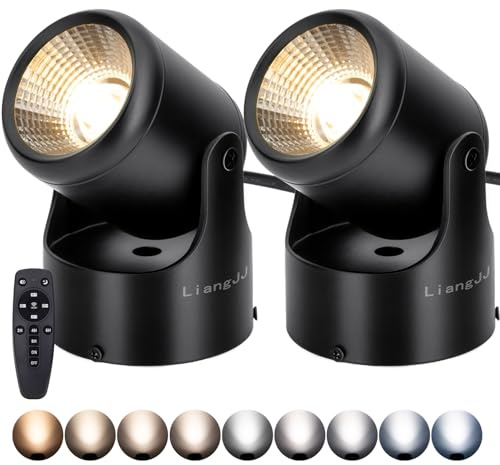 LiangJJ Uplights Indoor, 2 Pack 12W Uplighting with Timer and Remote, Stepless Adjustable Color Temperature and Dimmable Floor Can Light, 6000K Accent LED Spot Lights for Plant, Artwork, Corner, Wall