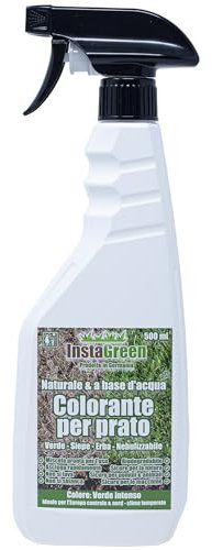 InstaGreen Premium Colorante per prato flacone spray da 500ml - vernice per erba pronta all'uso per prati e siepi - vernice per prato contro il giallo - biodegradabile a base d'acqua naturale