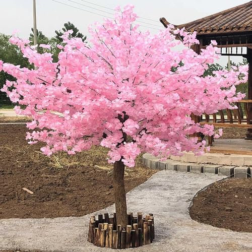 DDZJTPP Japanischer Künstlicher Kirschblütenbaum Wunschbaum Innendekoration Großer Kirschbaum Indoor Outdoor Einkaufszentrum Hotel Hochzeitsdekoration Landschaftsbau,Round-1x0.6m/3.2x1.9ft