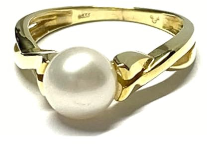 Ring 333/- Gelbgold Perle SWP 7,5mm Glanz Klassiker Solitärring Schmuckring Vorsteckring #54